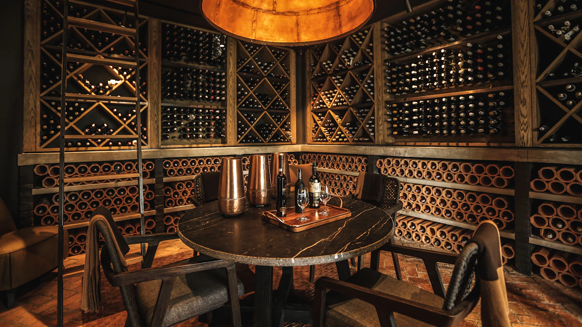 Cave à vin avec table de dégustation